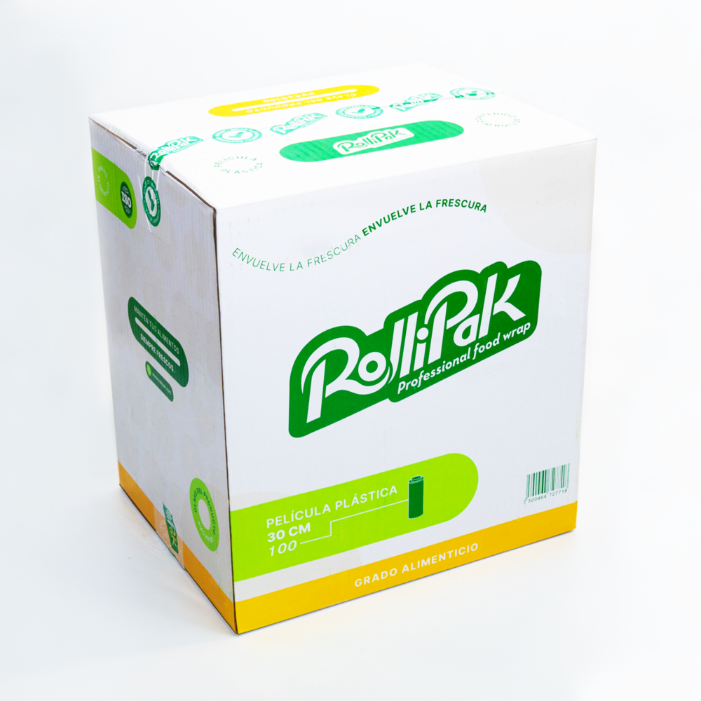 CAJA CON 30 ROLLOS DE PELÍCULA PLÁSTICA ROLLIPACK DOMÉSTICO 30 CM MODELO 100