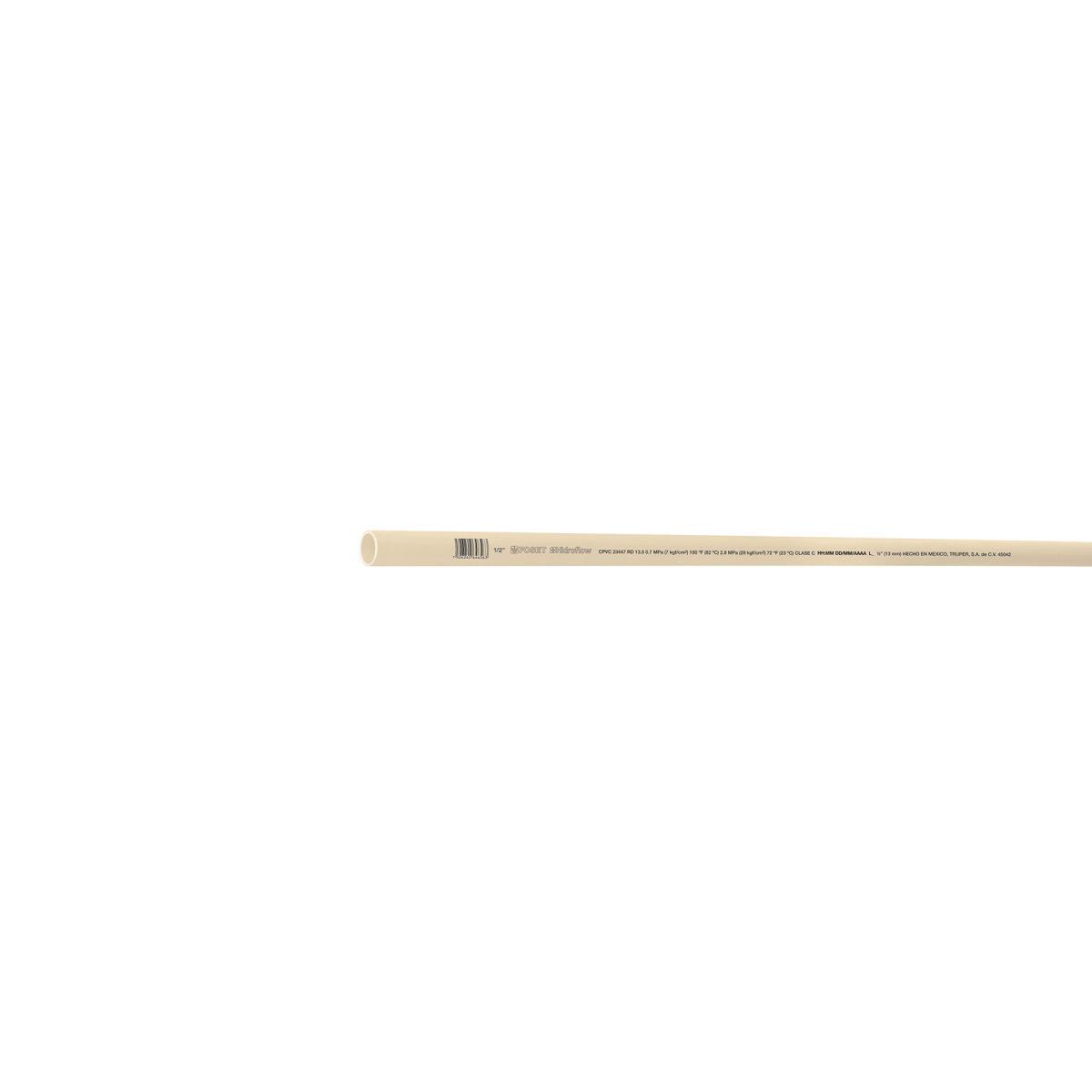TUBO DE 1/2' DE CPVC HIDRÁULICO RD 13.5 DE 3 M