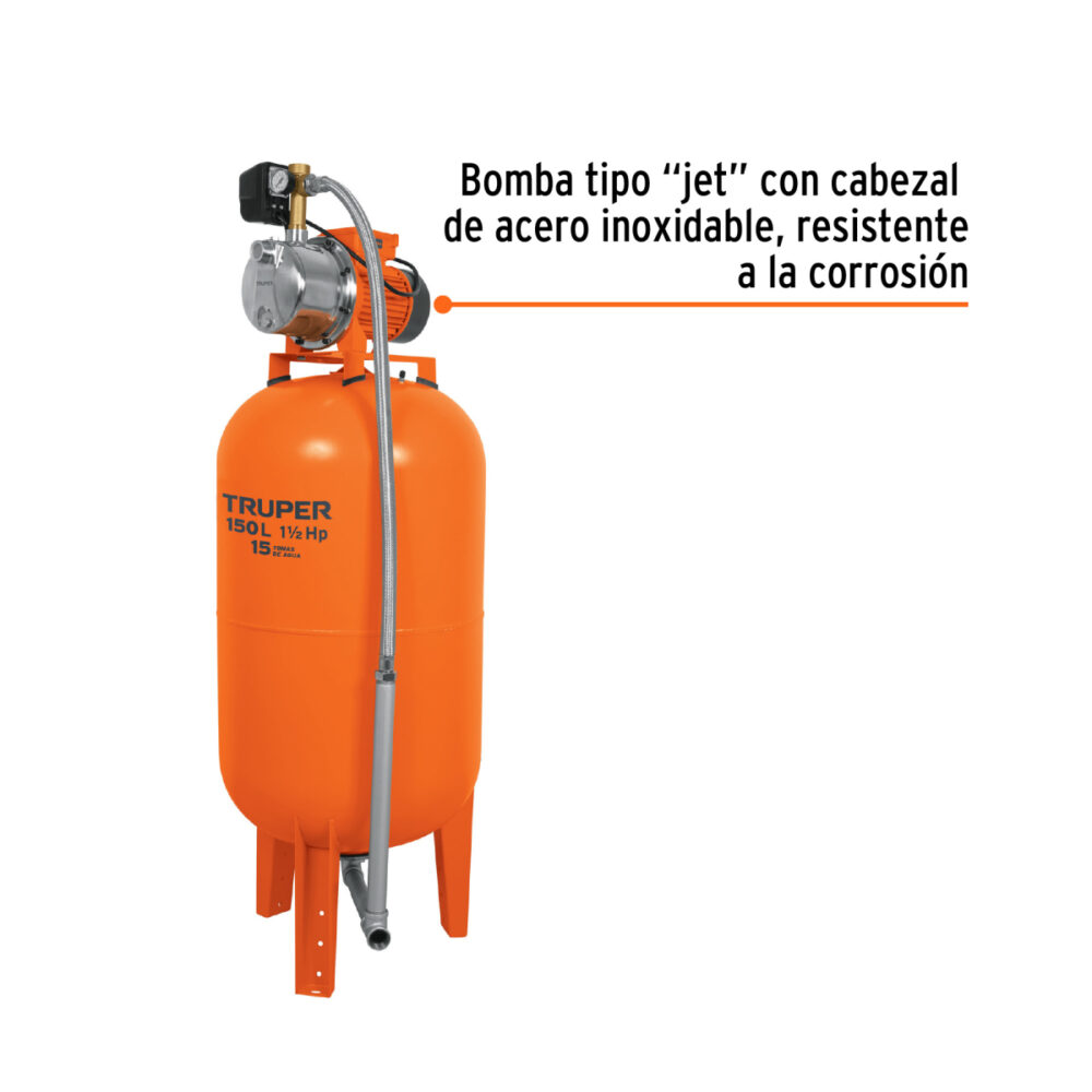 BOMBA HIDRONEUMÁTICA 1-1/2 HP, 150 LITROS