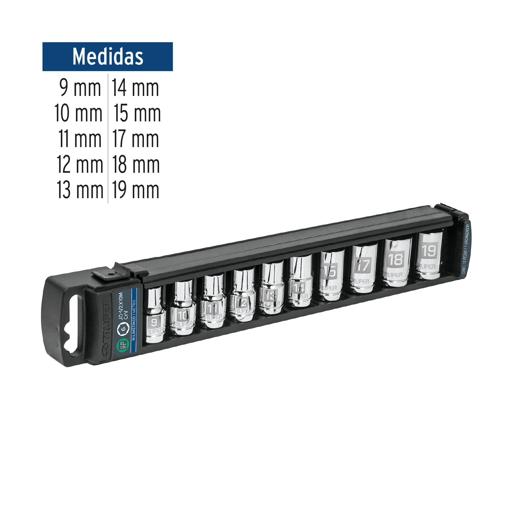 JUEGO DE 10 DADOS CUADRO 1/2" MM - Imagen 2