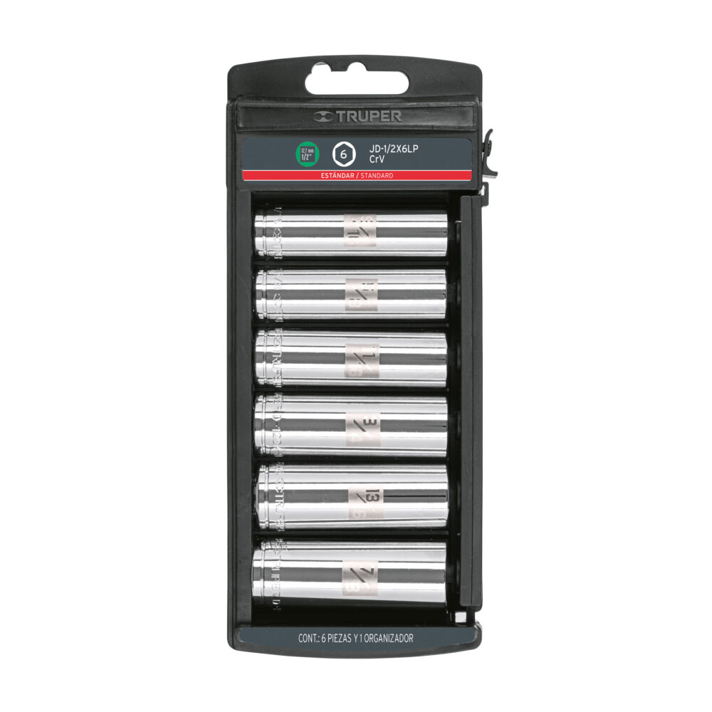 JUEGO 6 DADOS LARGOS CUADRO 1/2" STD