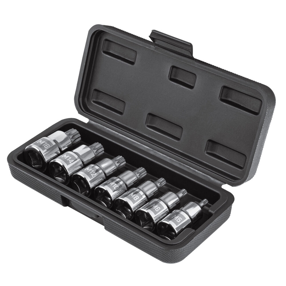 JUEGO DE 7 DADOS CUADRO 1/2" PUNTA CORTA BRISTOL, EN ESTUCHE