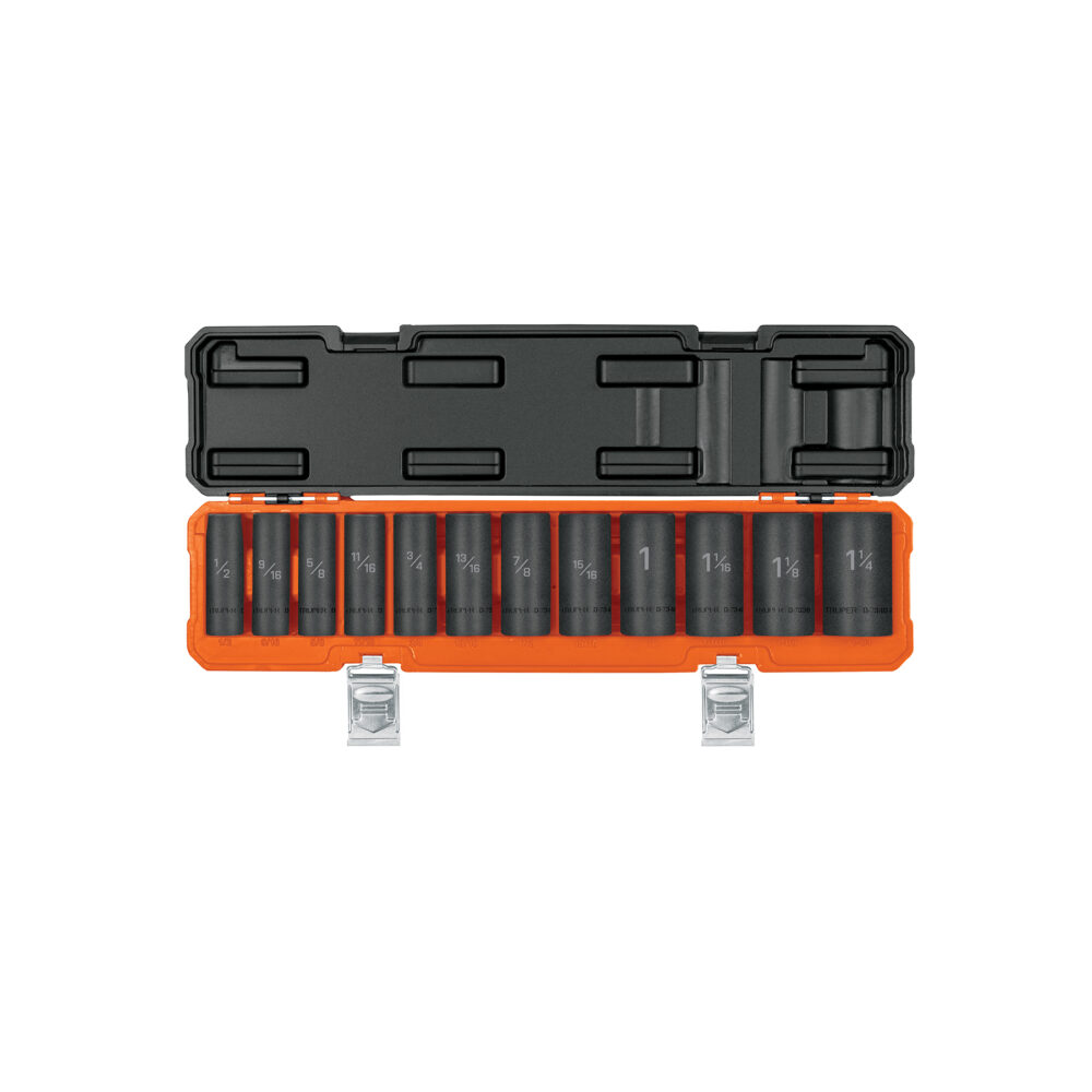 JUEGO DE 12 DADOS LARGOS CUADRO 1/2" DE IMPACTO 6 PUNTAS STD