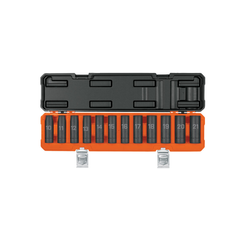 JUEGO DE 12 DADOS LARGOS DE IMPACTO CUADRO 1/2", 6 PUNTAS MM