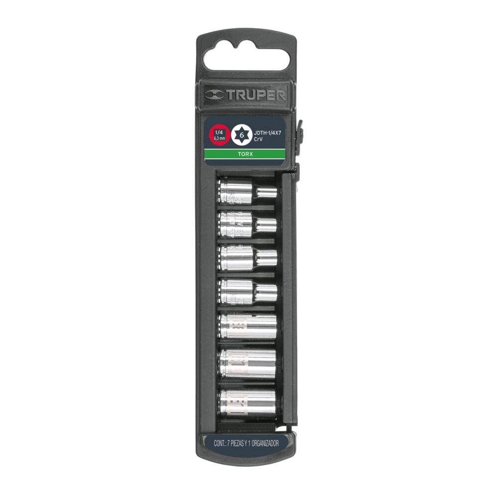 JUEGO DE 7 DADOS TORX CUADRO 1/4"