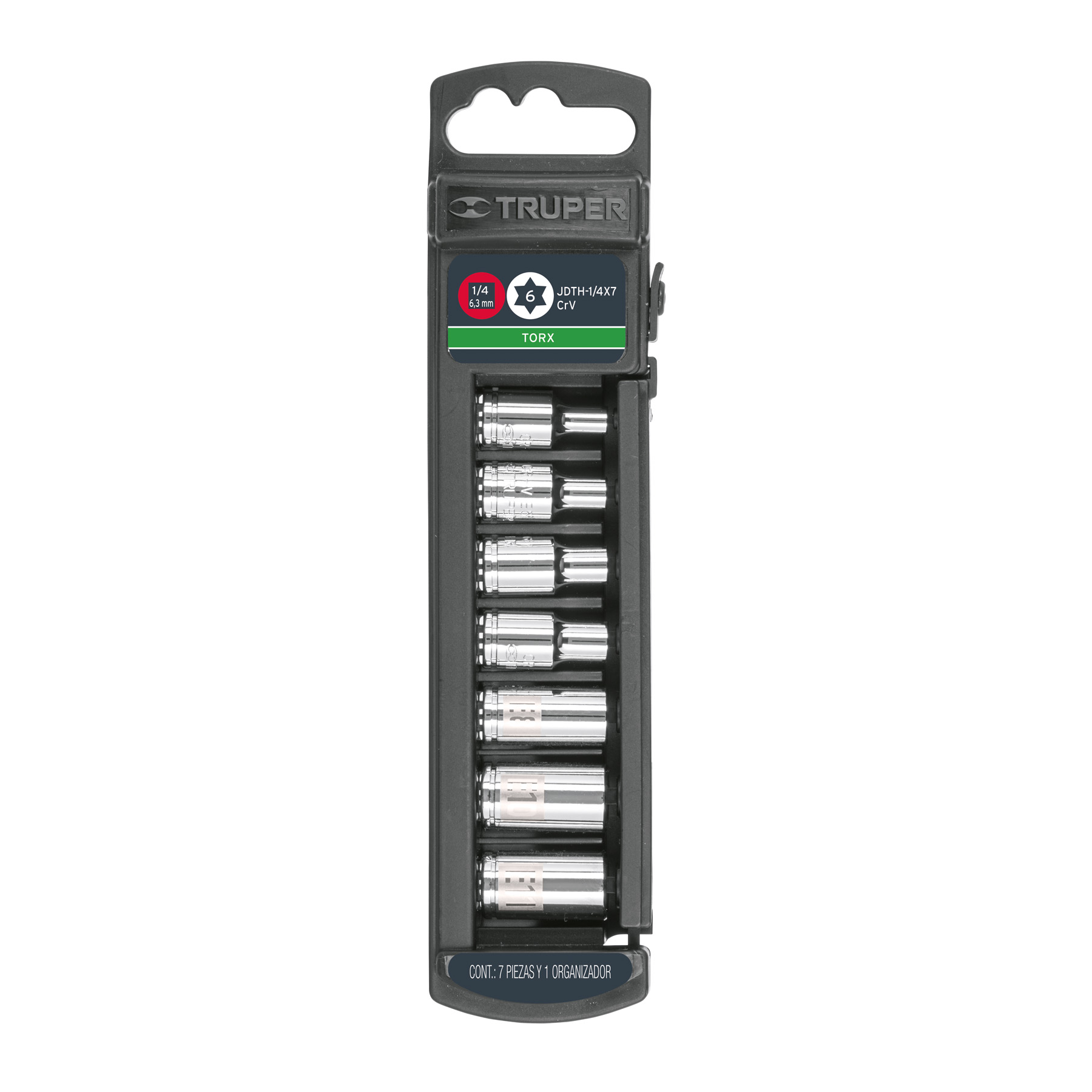 JUEGO DE 7 DADOS TORX CUADRO 1/4"