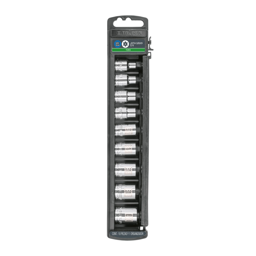JUEGO DE 9 DADOS CUADRO 3/8" TORX