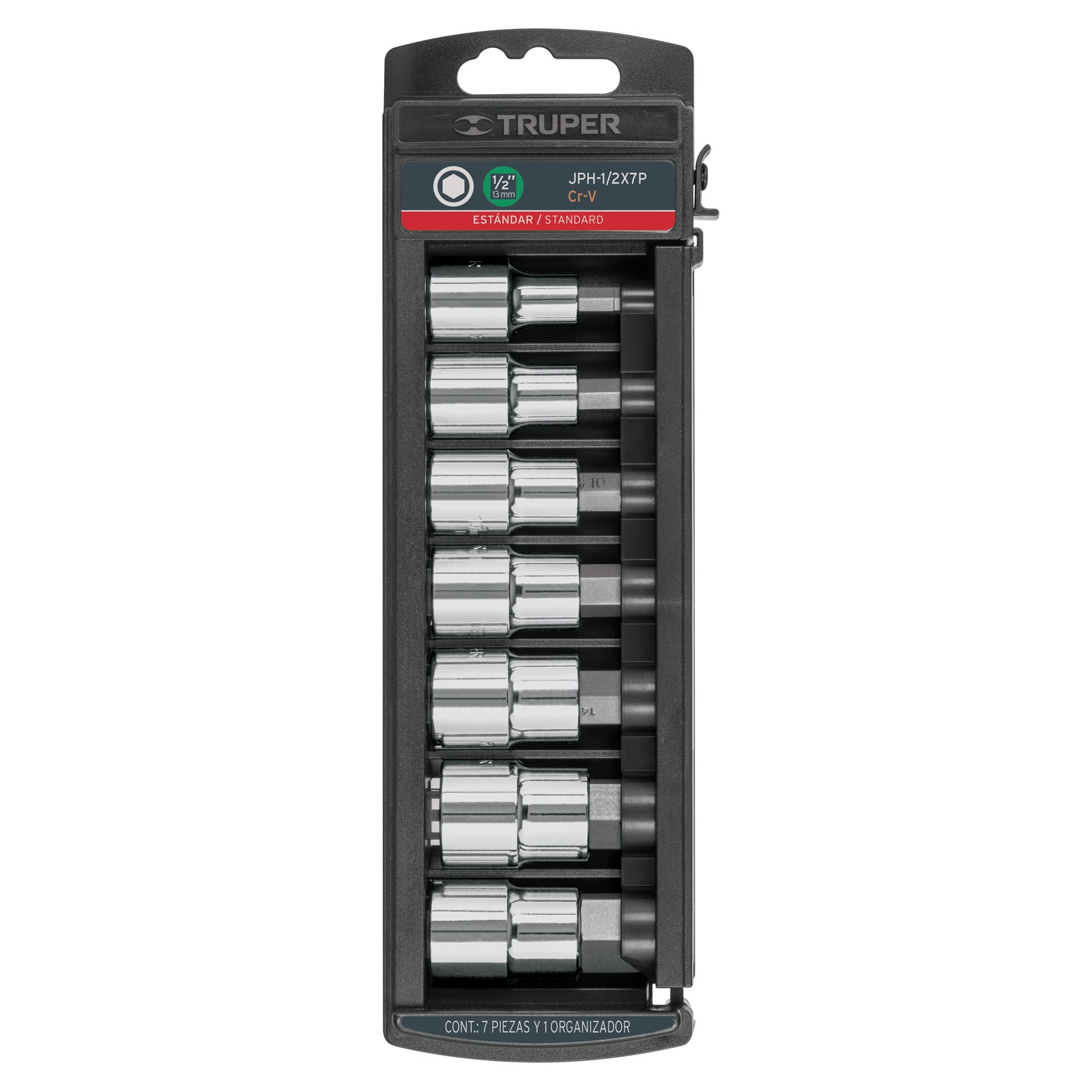 JUEGO DE 7 DADOS CUADRO 1/2" PUNTA HEXAGONAL STD