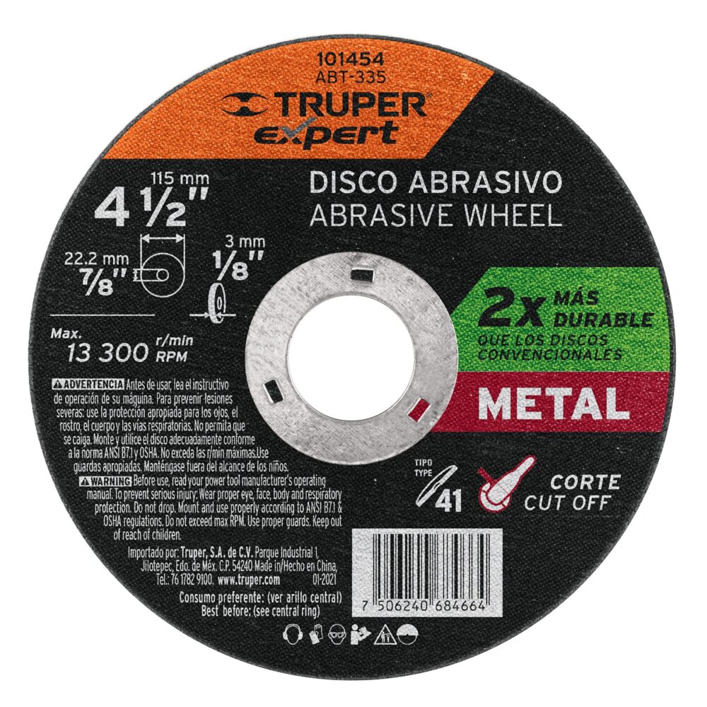 DISCO PARA CORTE DE METAL 4-1/2" TIPO 41
