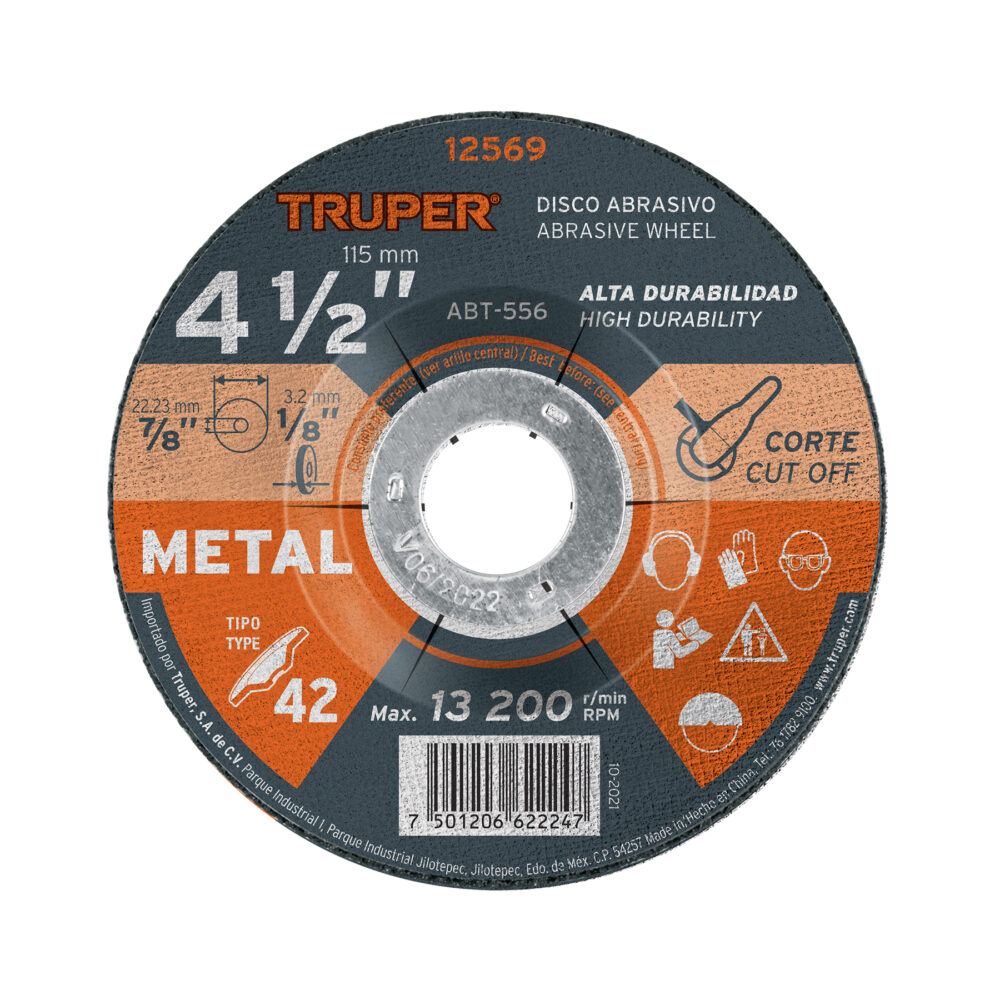 DISCO TIPO 42 DE 4-1/2" X 3.2 MM PARA CORTE DE METAL