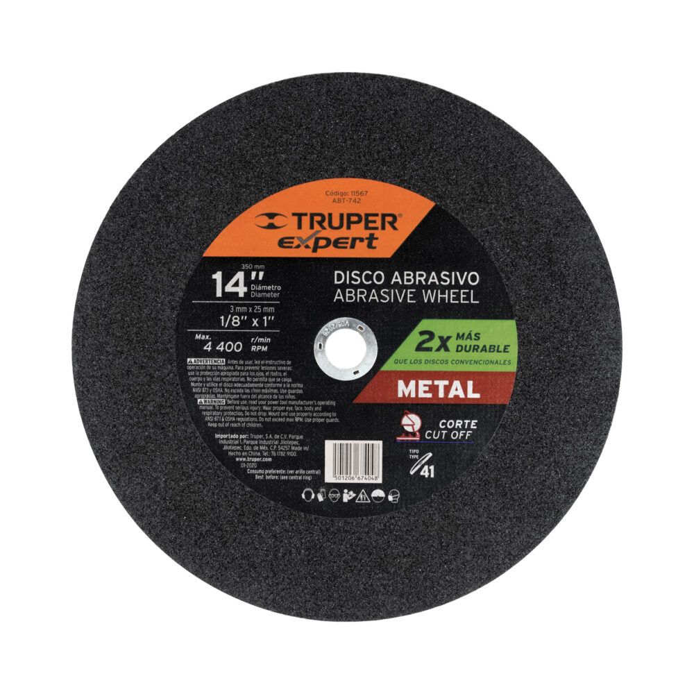 DISCO TIPO 41 DE 14" X 3.4 MM PARA CORTE DE METAL