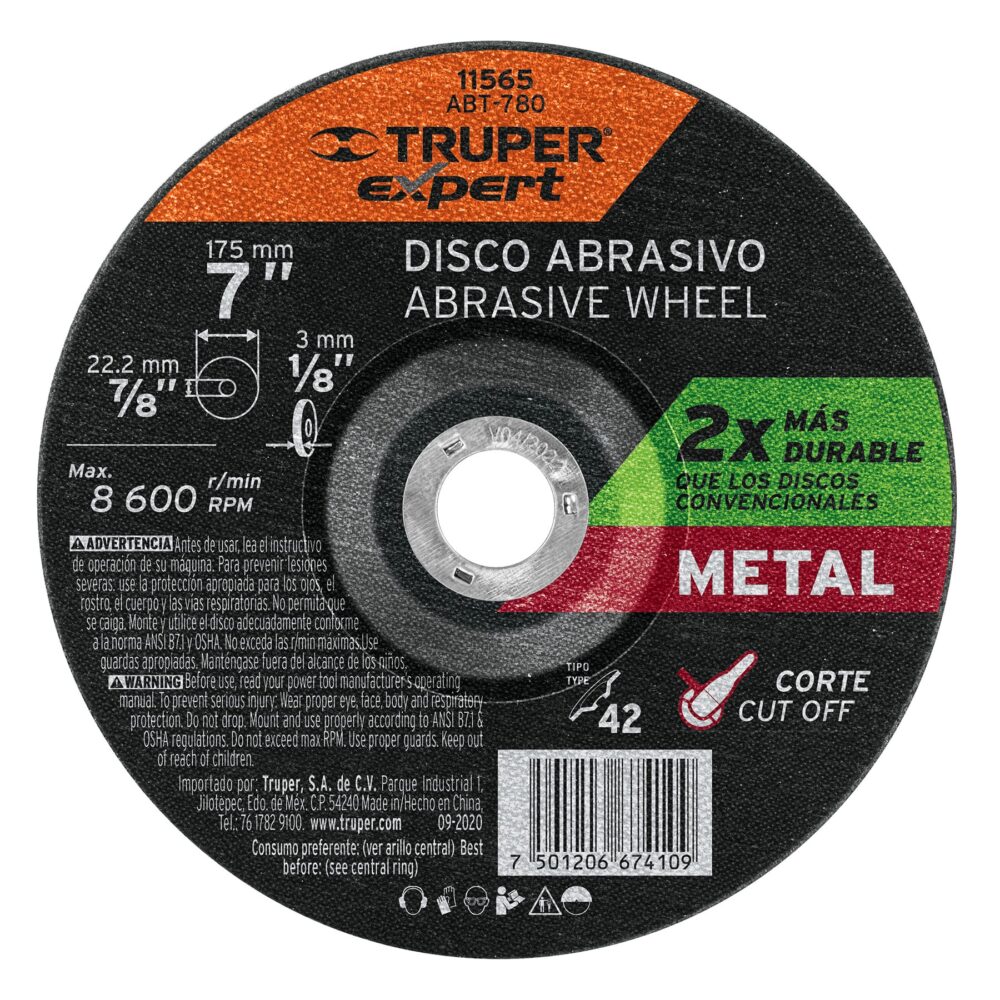 DISCO TIPO 42 DE 7" X 3.2 MM CORTE METAL