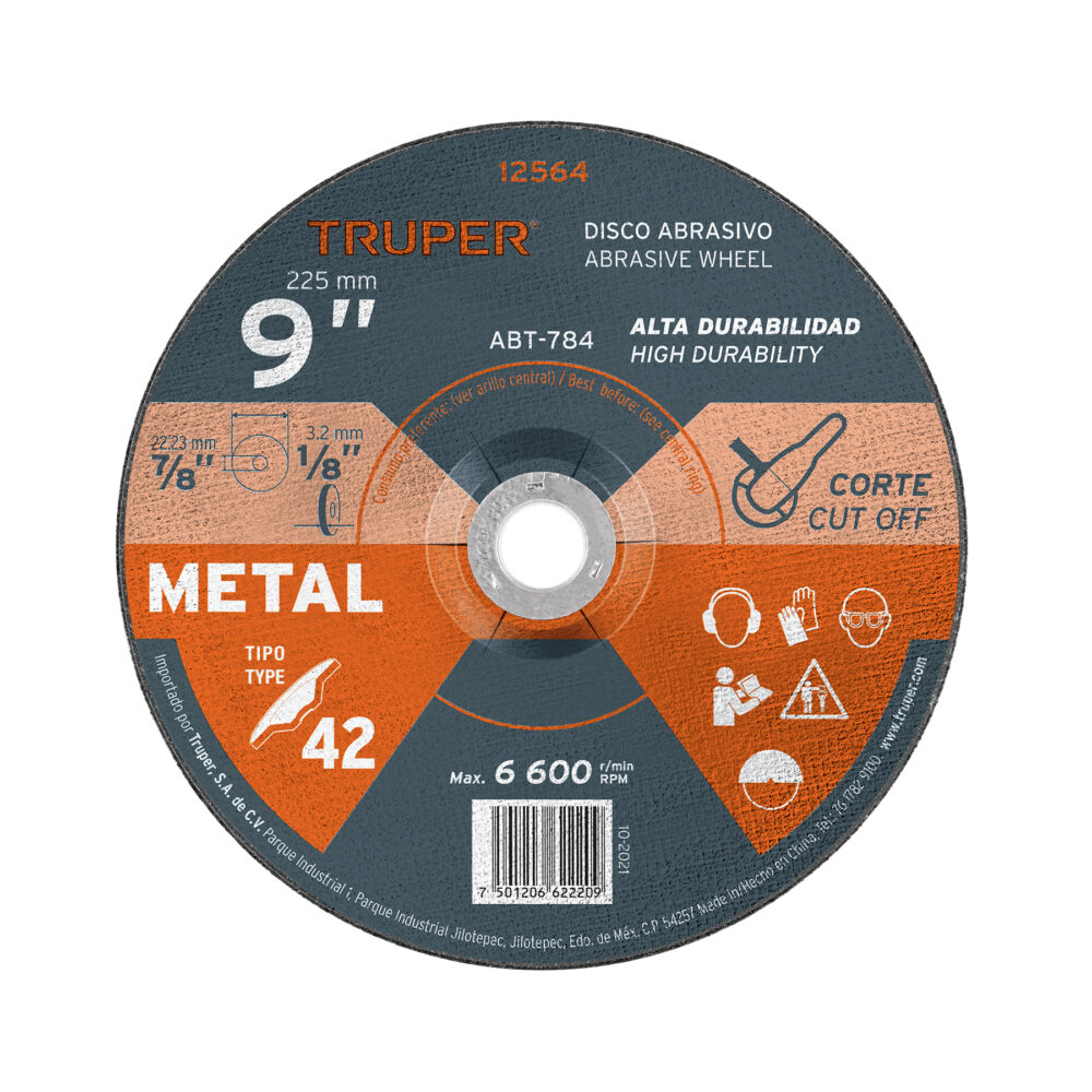 DISCO TIPO 42 DE 9" X 3.2 MM PARA CORTE DE METAL