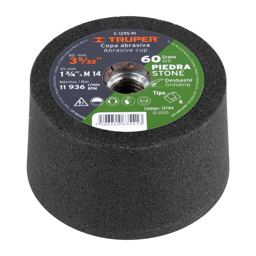 COPA DESBASTE DE PIEDRA 3-5/32" GRANO 60, EJE M14