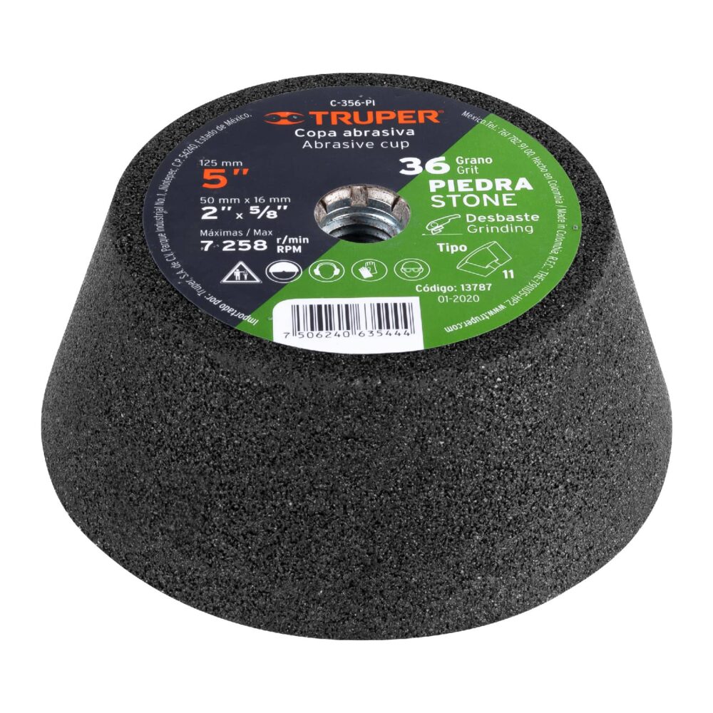 COPA DESBASTE DE PIEDRA 5" GRANO 36, EJE 5/8-11