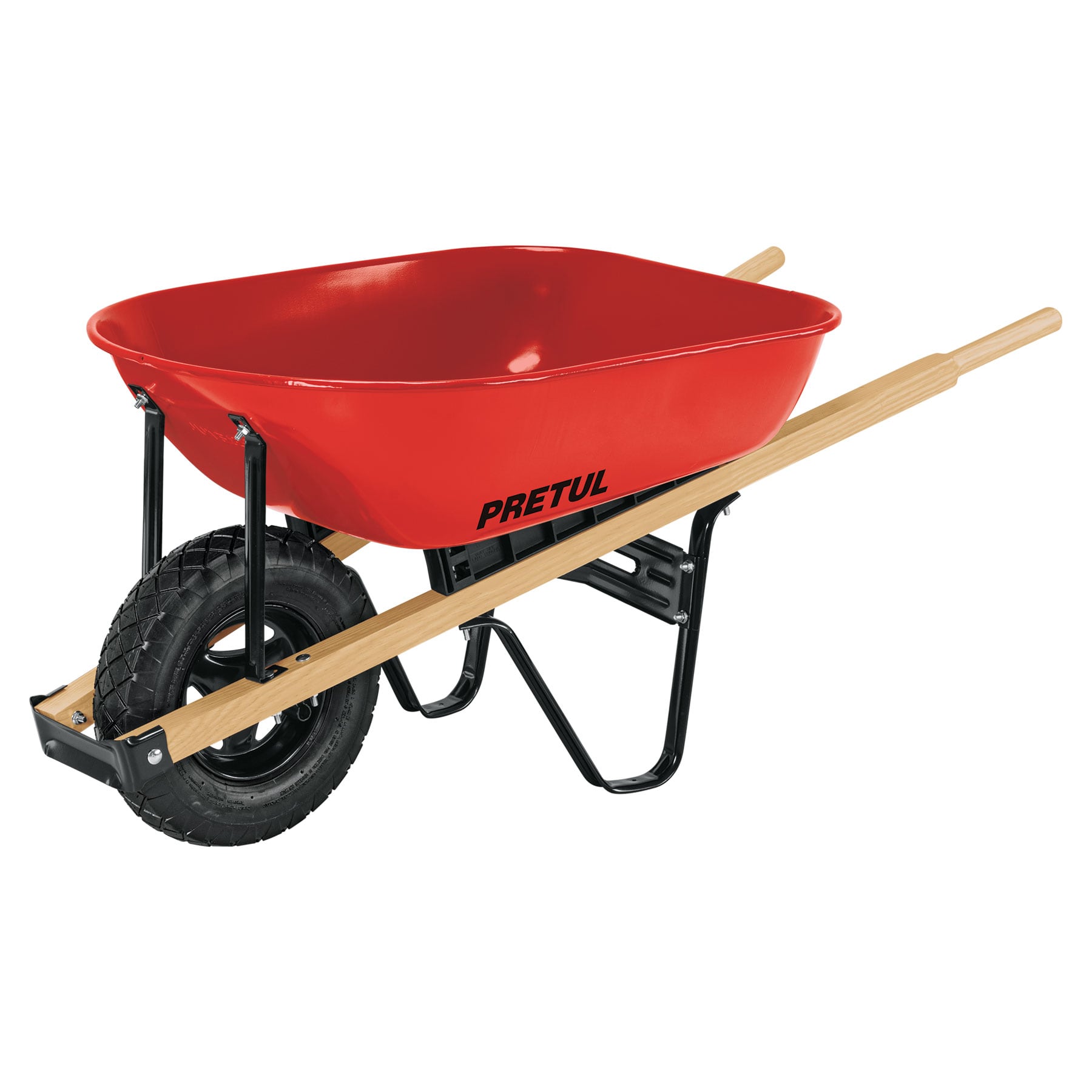 CARRETILLA 5.5FT3 ROJA, NEUMÁTICA, BASTIDORES MADERA