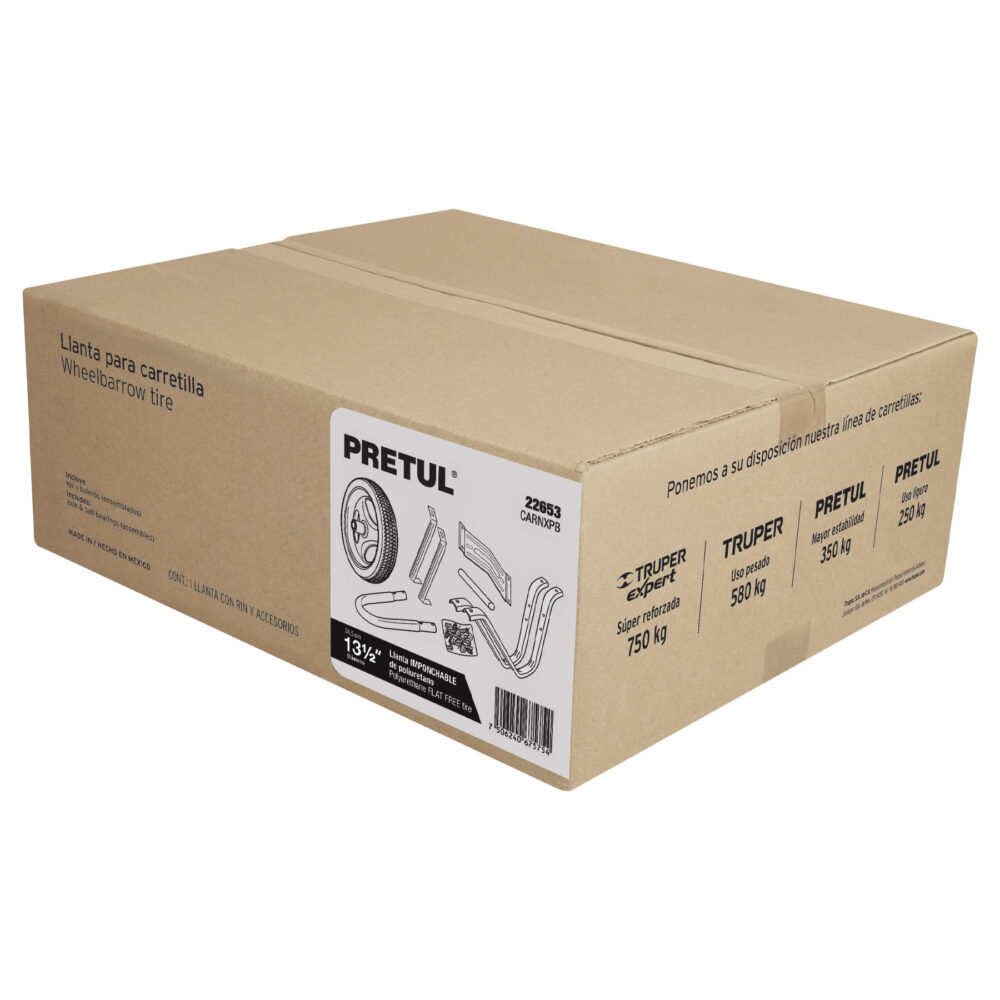 CAJA C/LLANTA IMPONCHABLE Y ACC. P/CARRETILLA ROJA PRETUL