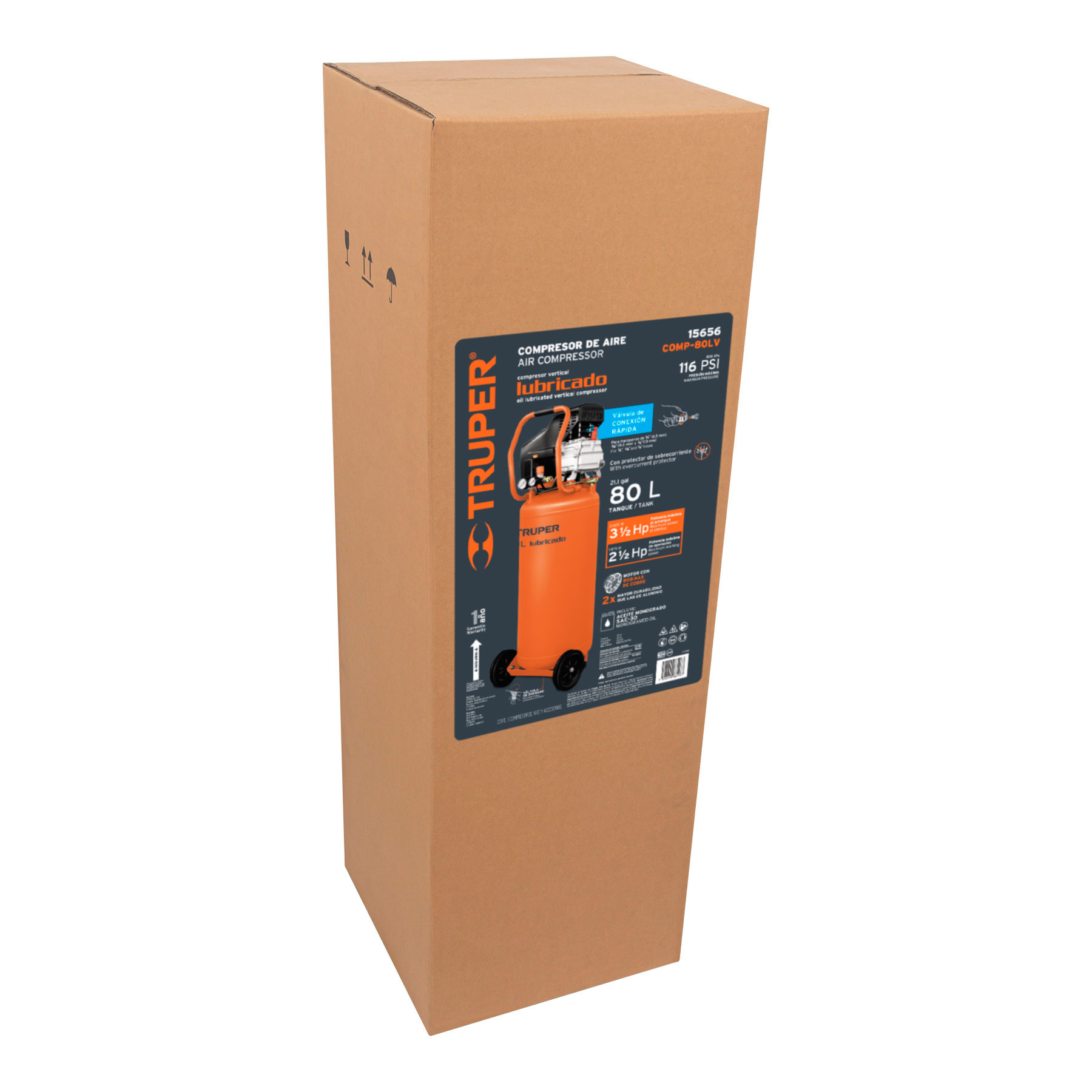 COMPRESOR LUBRICADO, 80L, 3-1/2HP, VERTICAL, 127V - Image 2
