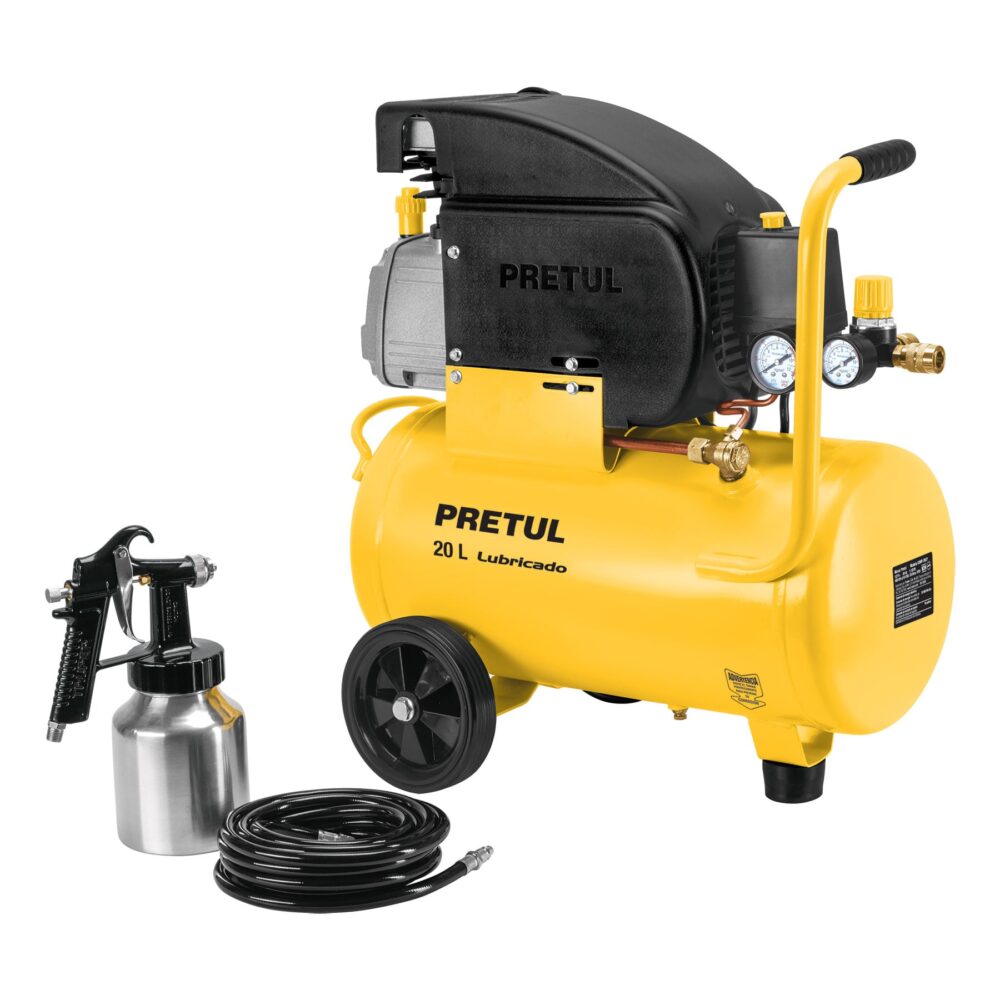 KIT COMPRESOR LUB, 20L, MANGUERA Y PISTOLA BAJA,127V