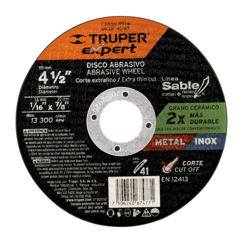 DISCO TIPO 41 DE 4-1/2" X 1.6 MM CORTE FINO DE METAL, EXPERT