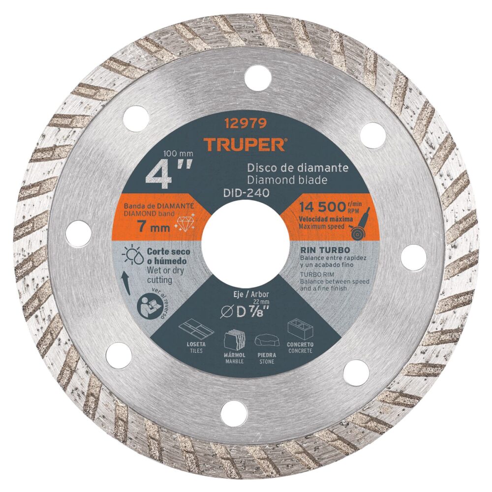 DISCO DE DIAMANTE DE 4" X 2.2 MM, RIN TURBO