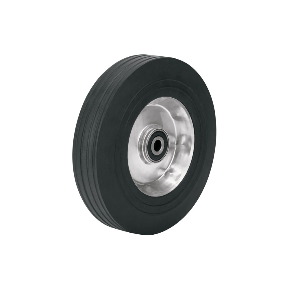 RUEDA DE HULE SÓLIDO 10" DE ALTO DESEMPEÑO, DOBLE BALERO