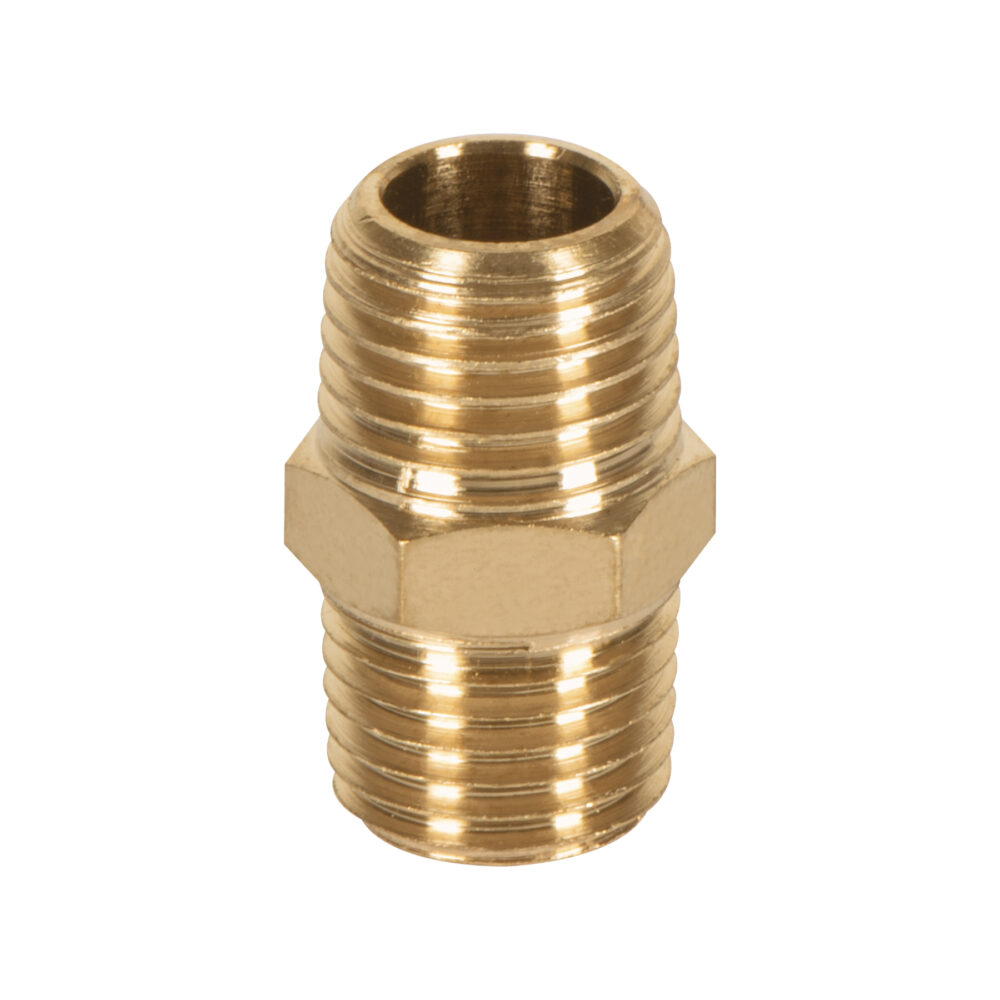 NIPLE MACHO-MACHO DE LATÓN, CUERDA 1/4" NPT