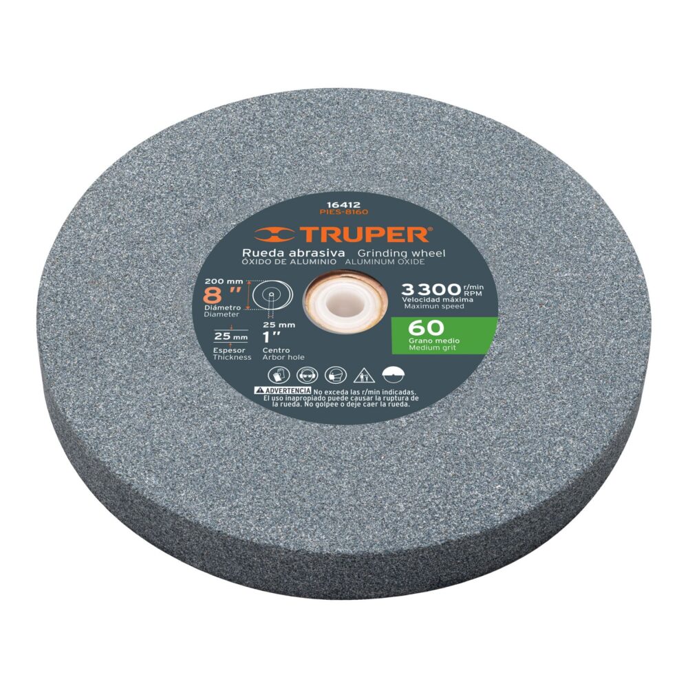 RUEDA ABRASIVA P/ESMERIL 8"X25MM, ÓXIDO ALUMINIO, GRANO 60