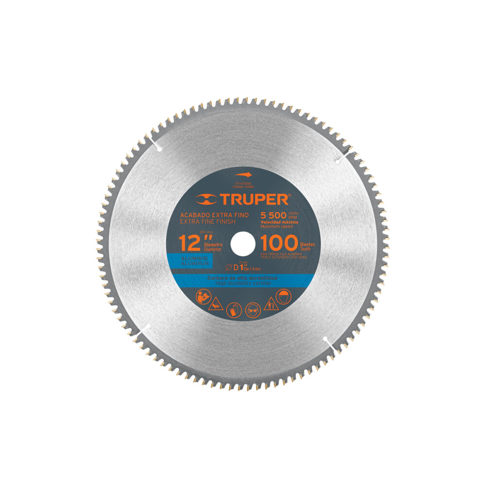 DISCO SIERRA 12" PARA ALUMINIO, 100 DIENTES CENTRO 1"