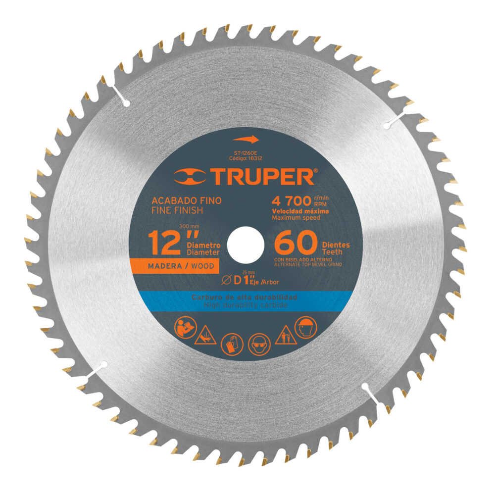 DISCO SIERRA 12" PARA MADERA, 60 DIENTES CENTRO 1