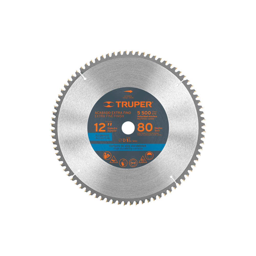 DISCO SIERRA 12" PARA ALUMINIO, 80 DIENTES CENTRO 1"