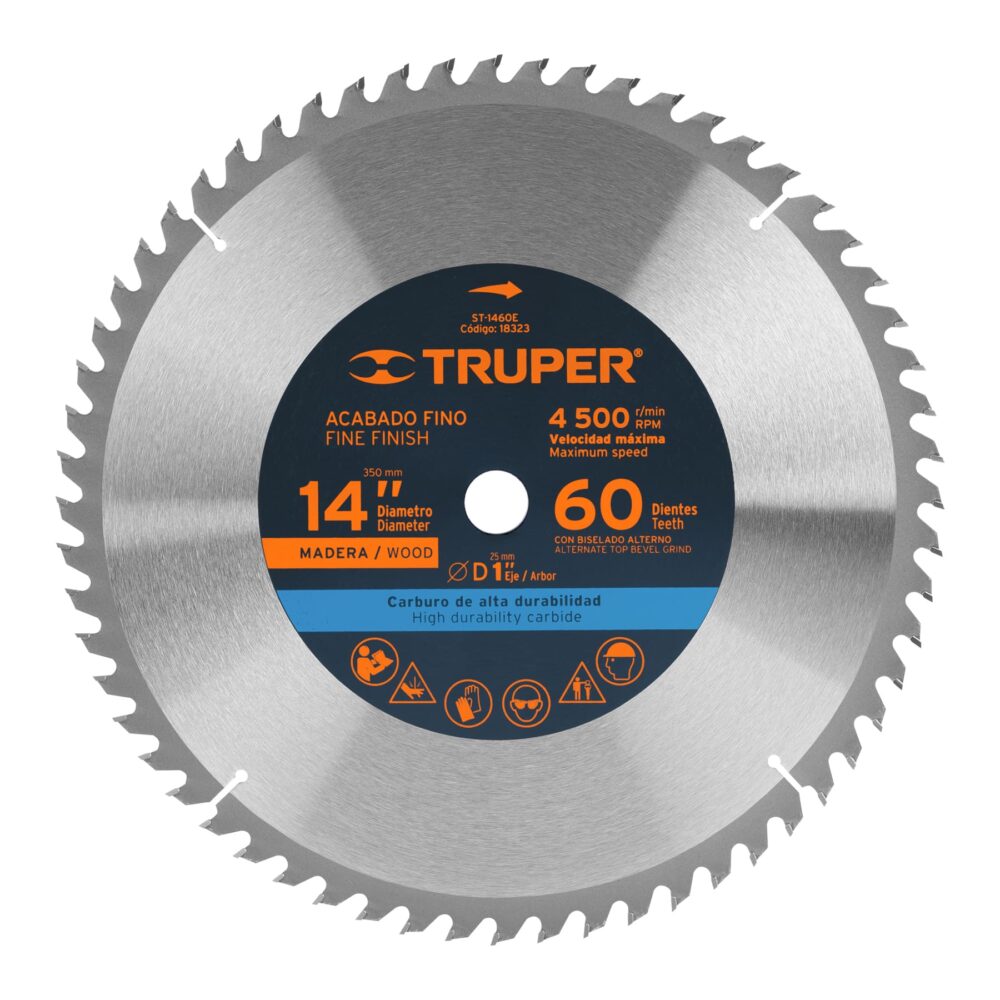 DISCO SIERRA 14" PARA MADERA, 60 DIENTES CENTRO 1