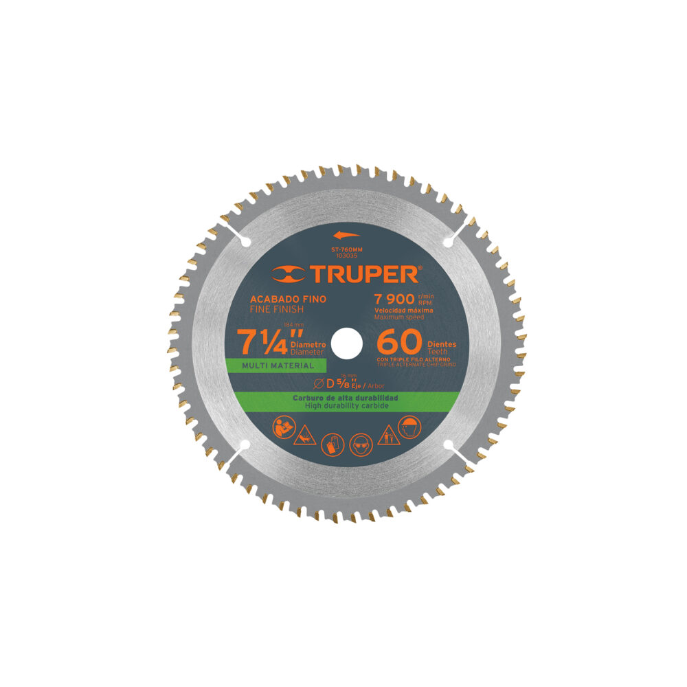 DISCO SIERRA 7-1/4" MULTIMATERIAL, 60 DIENTES  CENTRO  5/8"
