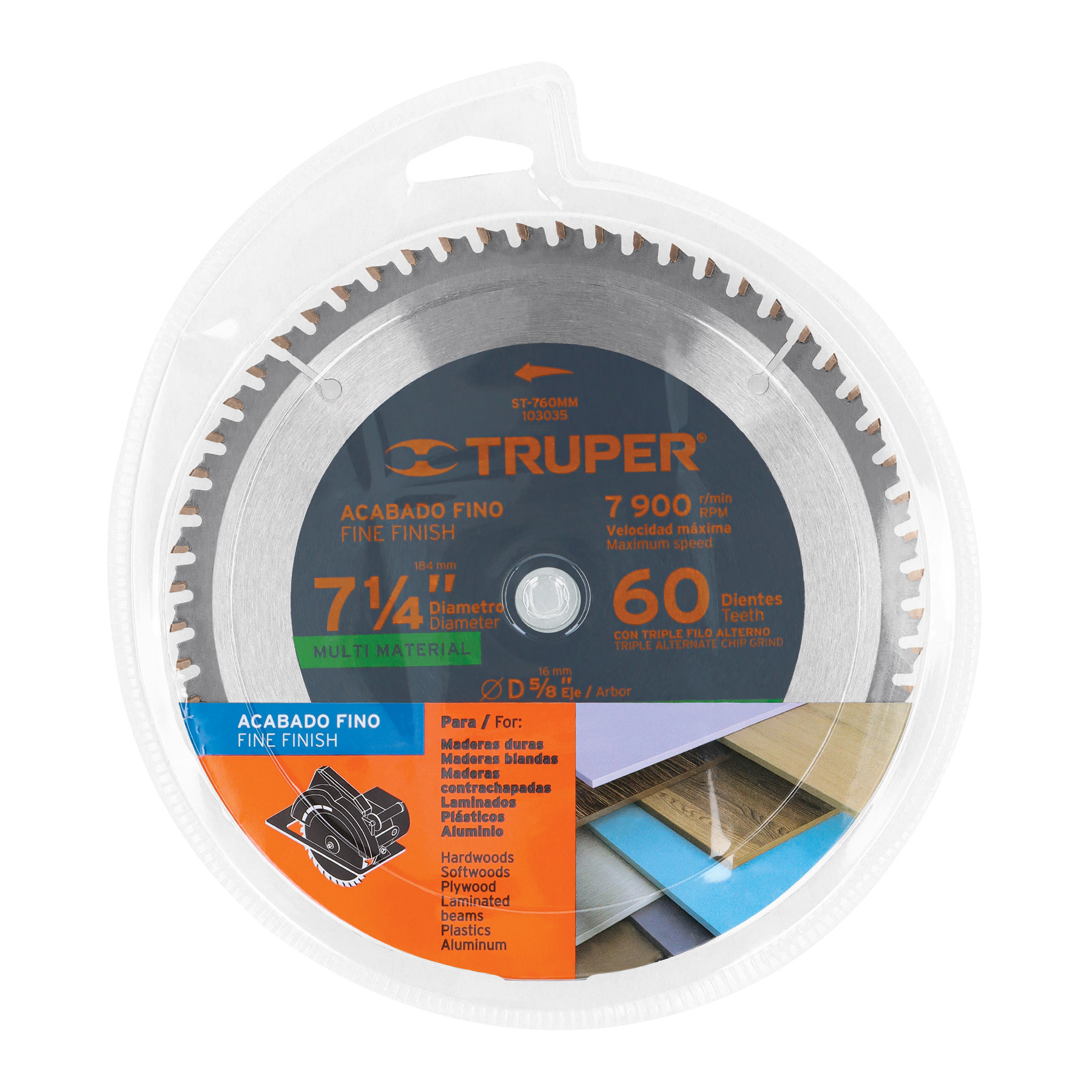 DISCO SIERRA 7-1/4" MULTIMATERIAL, 60 DIENTES CENTRO 5/8" - Image 2