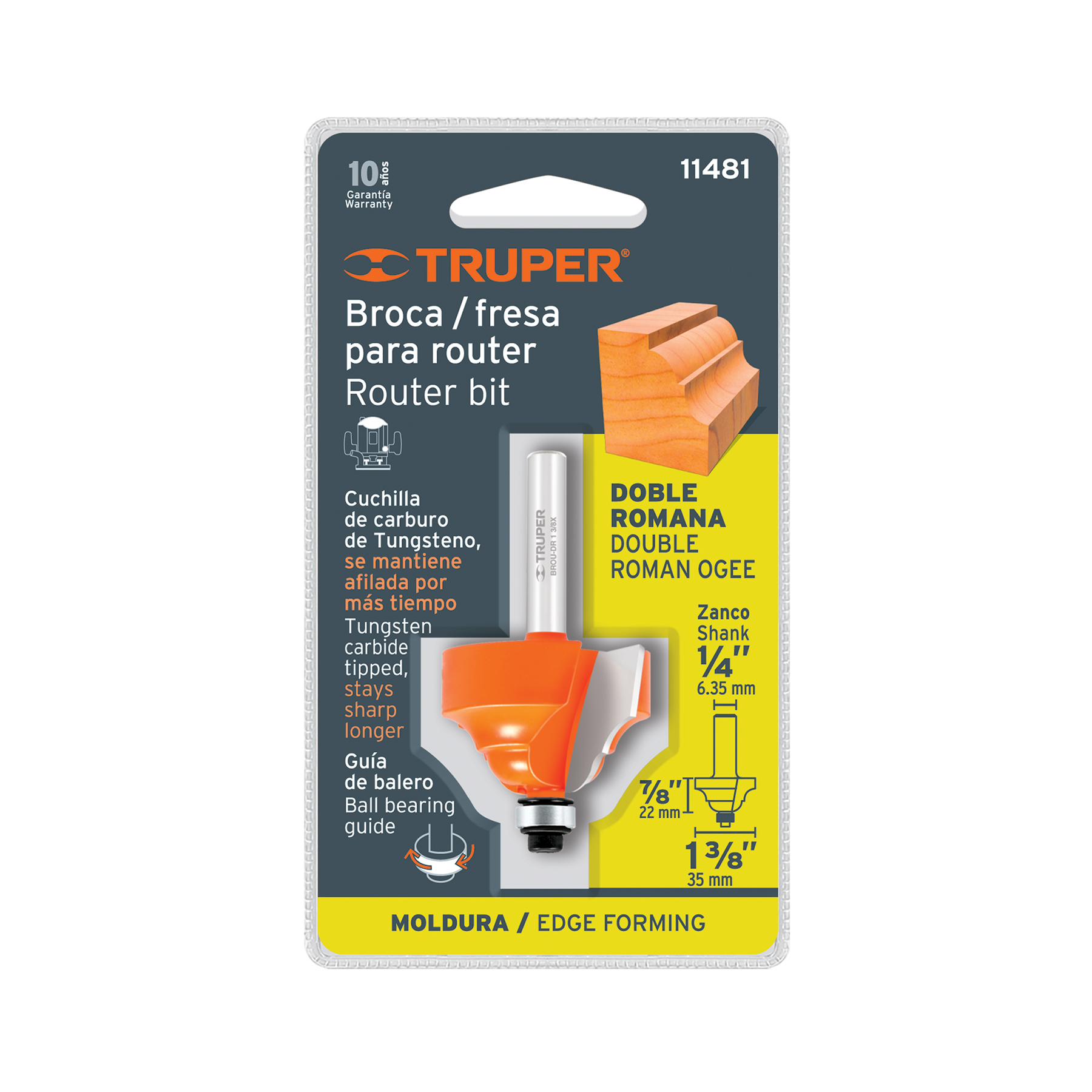 BROCA PARA ROUTER, DOBLE ROMANA, 1-3/8" CON BALERO - Image 2