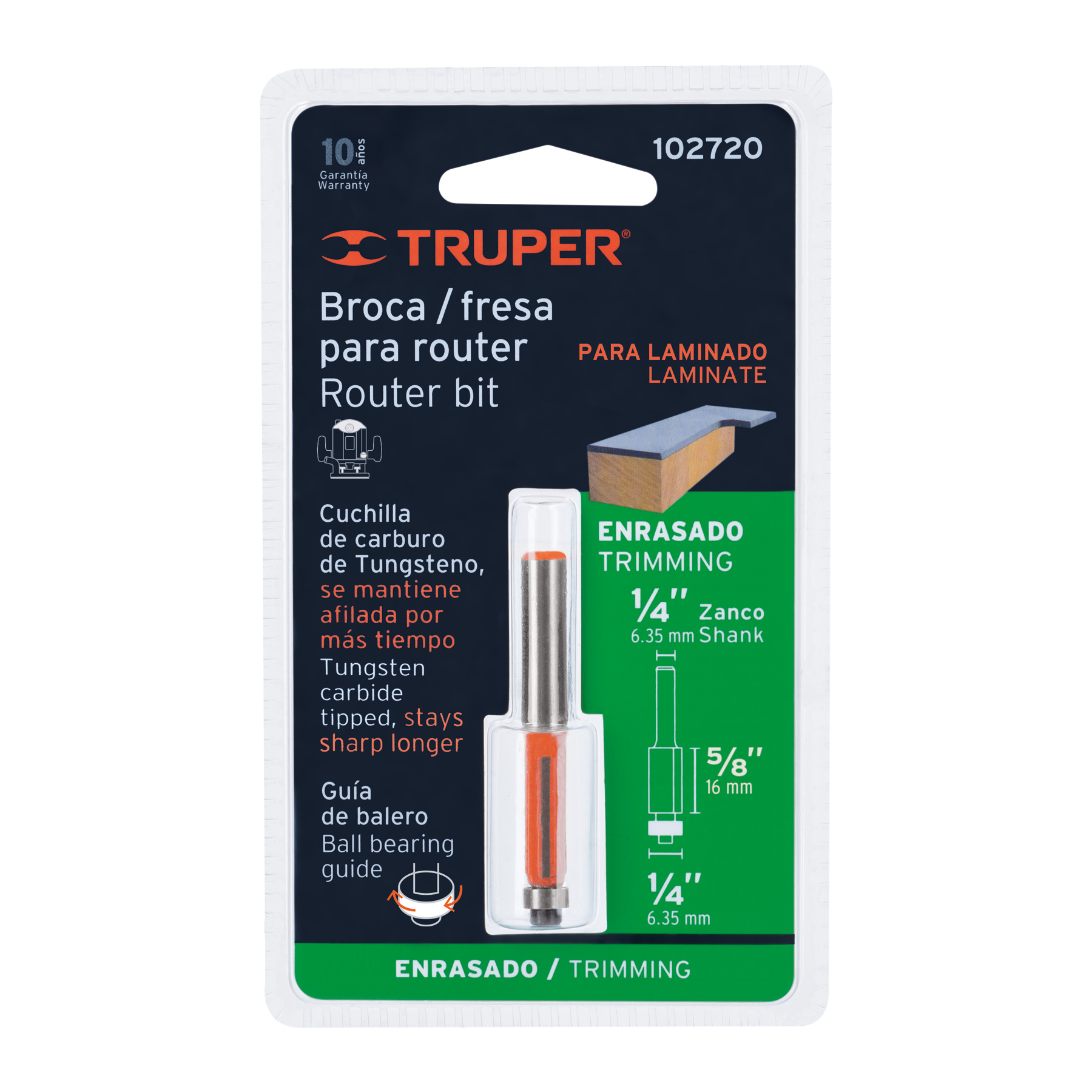 BROCA PARA ROUTER, CORTE RECTO, 1/4" CON BALERO - Image 2