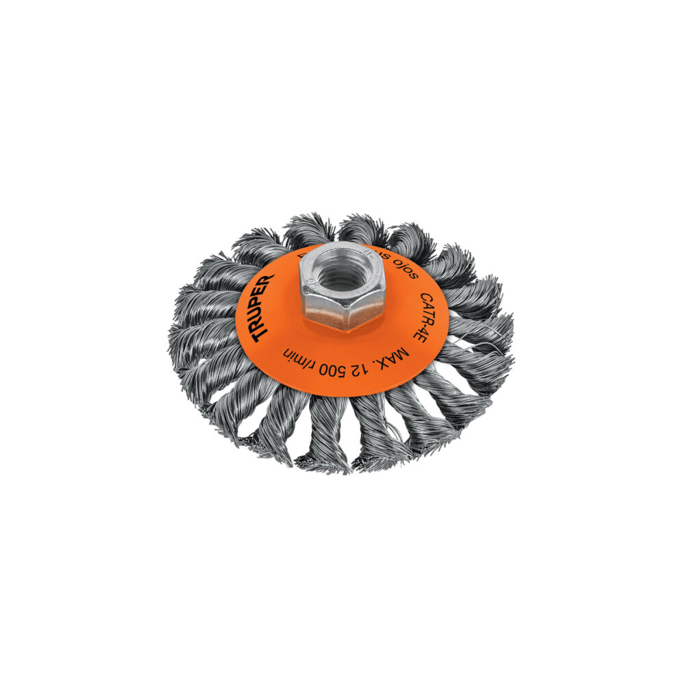 CARDA TIPO CÓNICO 4" ALAMBRE TRENZADO, EJE 5/8"-11