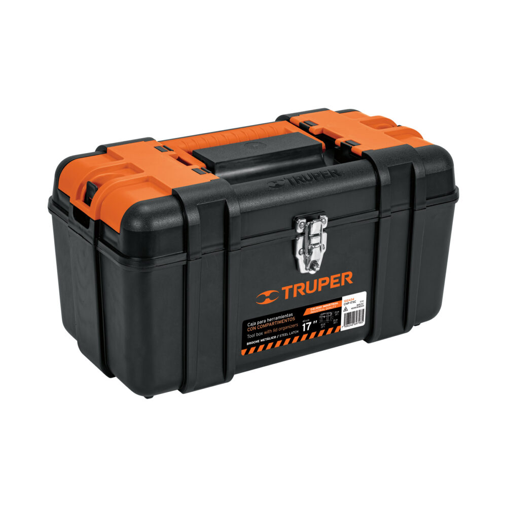 CAJA P/HERRAMIENTA 17" CON COMPARTIMENTOS, BROCHES METÁLICOS