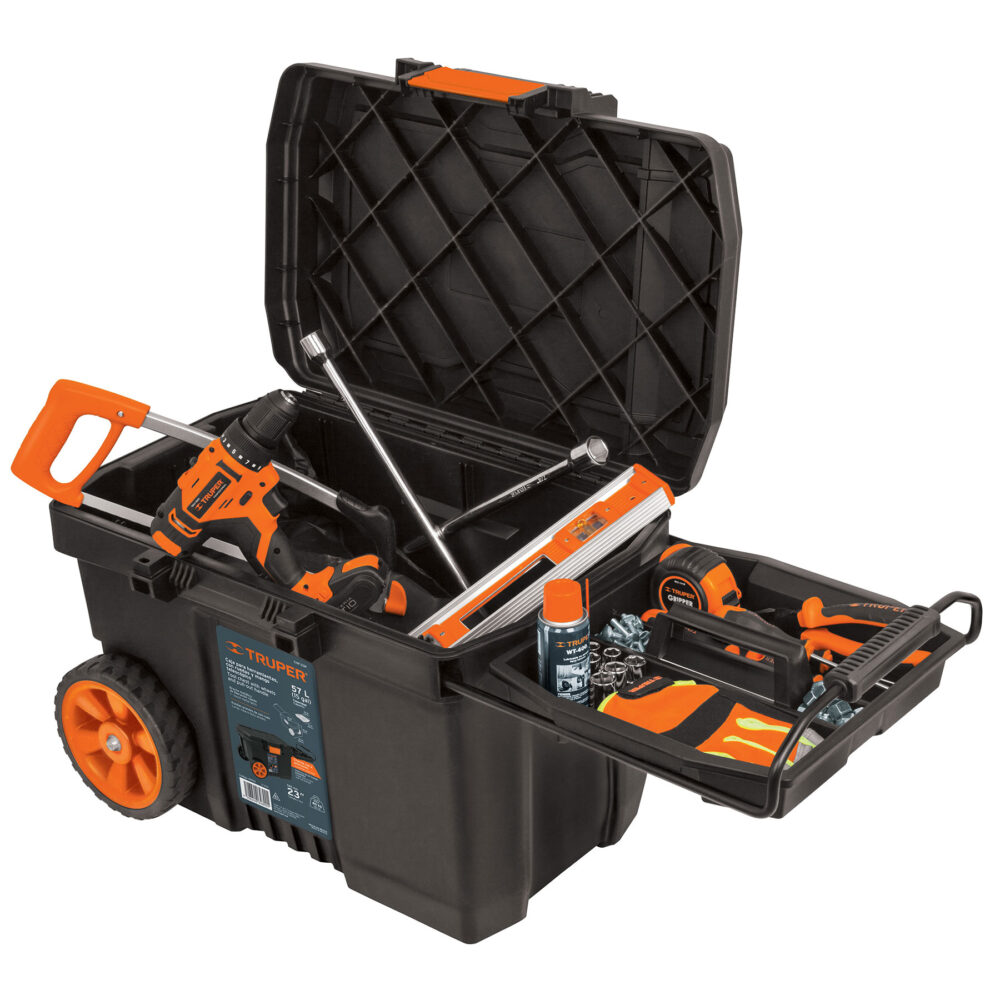 CAJA PARA HERRAMIENTA DE 23" CON RUEDAS Y MANGO TELESCÓPICO