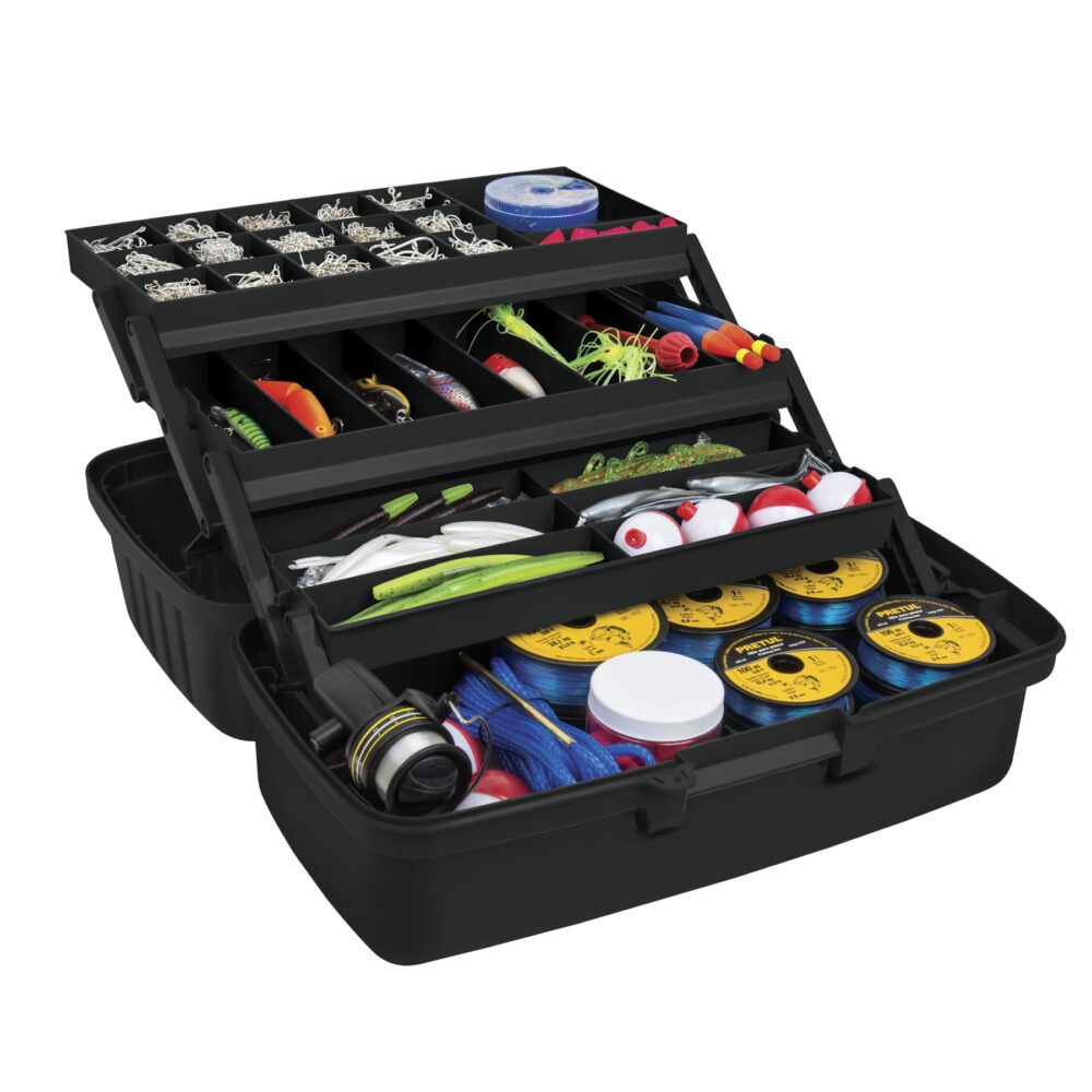 CAJA PARA PESCA DE 16" CON 3 BANDEJAS DESLIZABLES