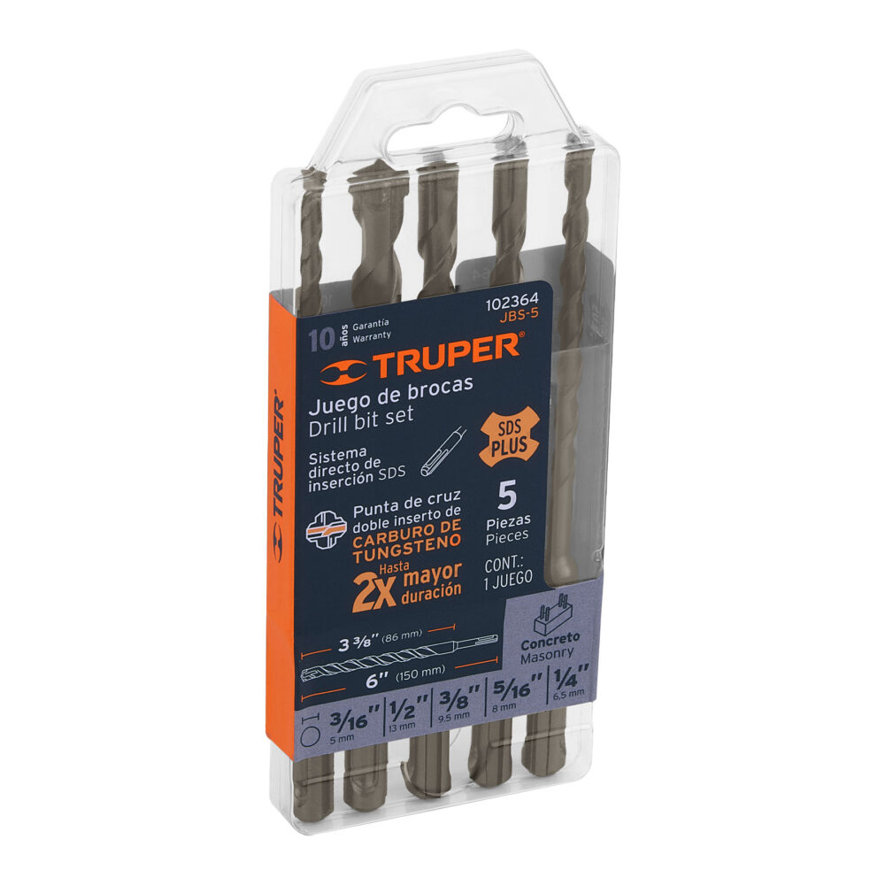 JUEGO DE 5 BROCAS PARA CONCRETO SDS PLUS
