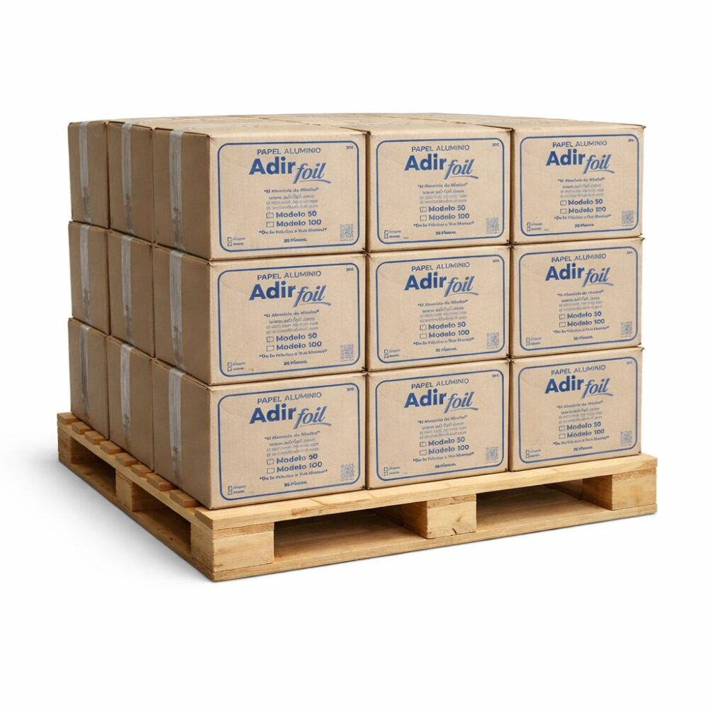 PALLET CON 1680 ROLLOS DE PAPEL ALUMINIO 50